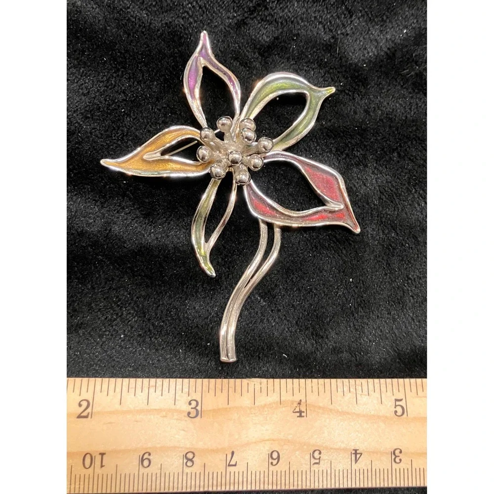 Floral Brooch Lot Women Multicolor Enamel Rhinestone Crystal 5pc